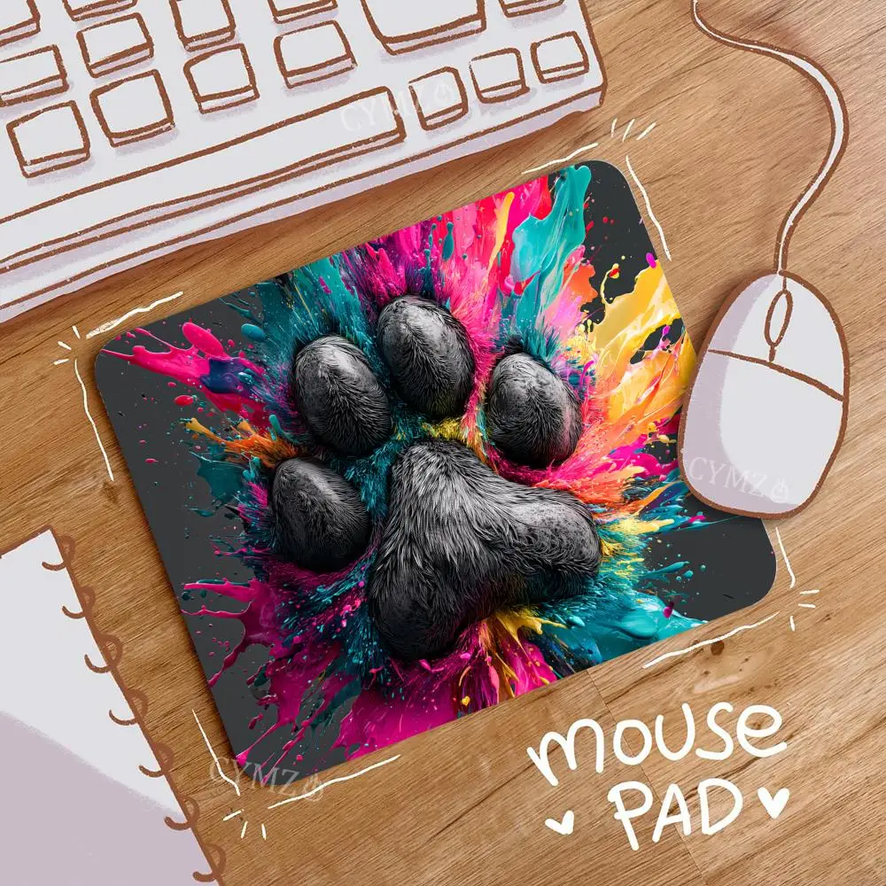 Graffiti-style cat paw Mouse Pad Desk Mat with Stitched Edge Non-Slip Rubber Base Small Office Mousepad PC Accessories Mauspad