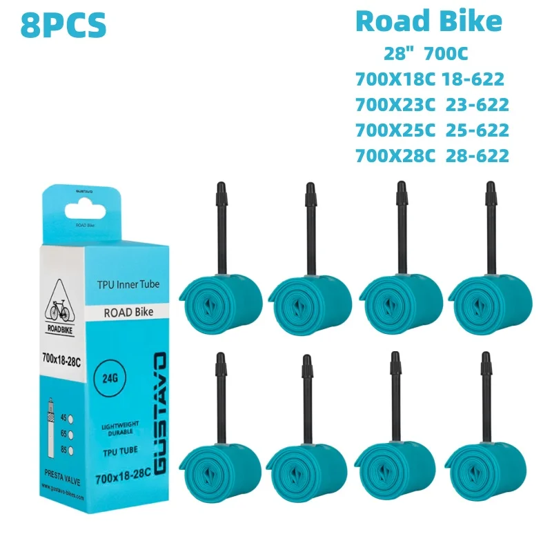 GUSTAVO Ultralight TPU Buizen racefiets binnenband Ventiel 45 MM 65 MM 85 MM 700X18-28C 24g