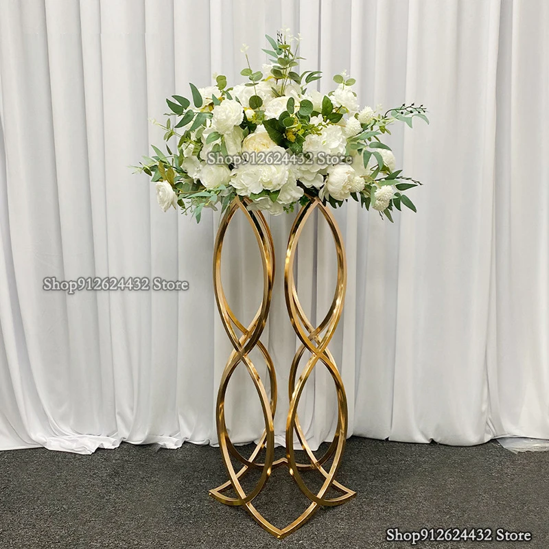 New 80cm Metal Vase Trumpet Shape Wedding Table Flower vases Centerpiece Event Road Lead For Home Decoration