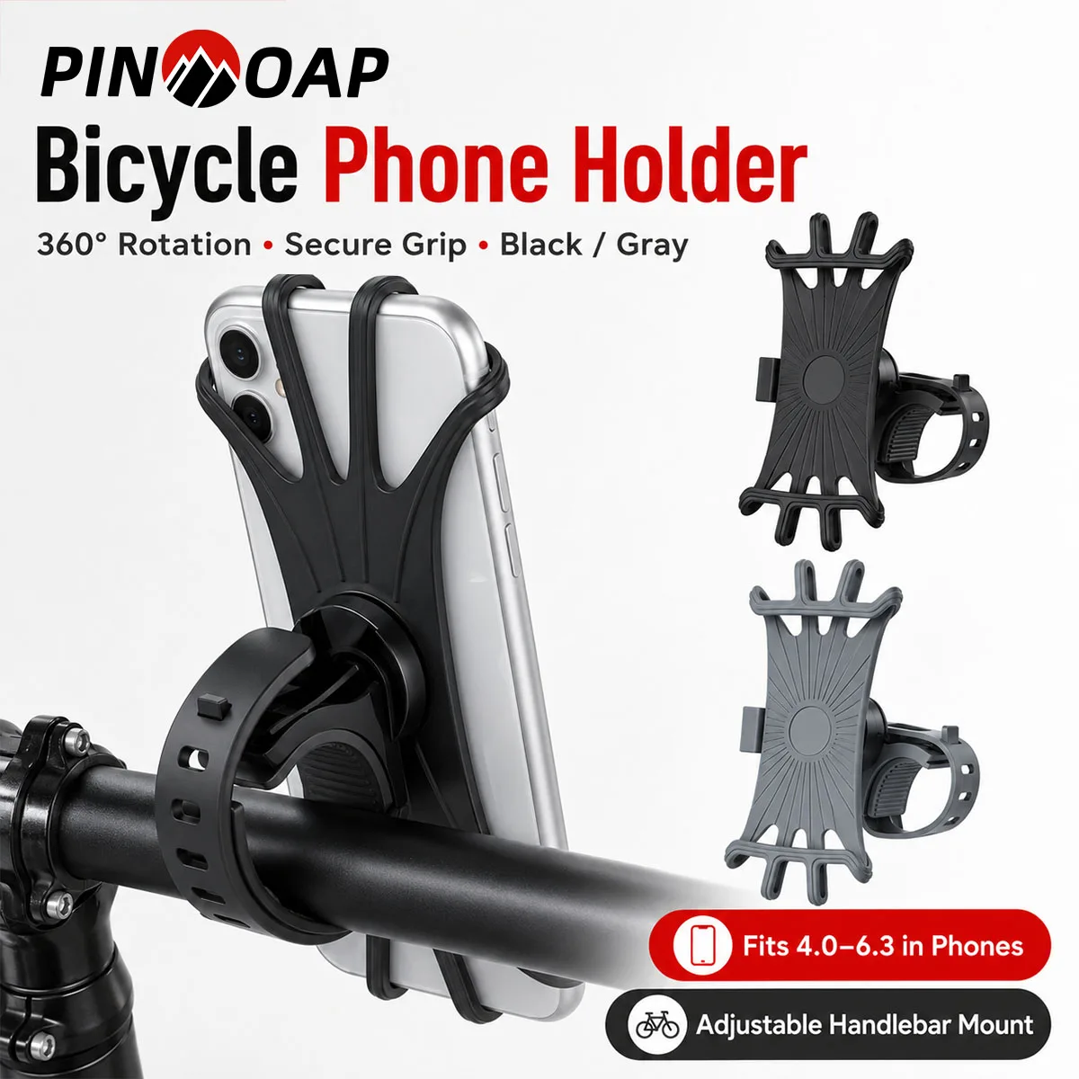 PINMOAP 1PC Bike Phone Holder Bicycle Handlebar Mount 360 Rotating Slip Smartphone Bracket For MTB Road Bike Cycling Equipment