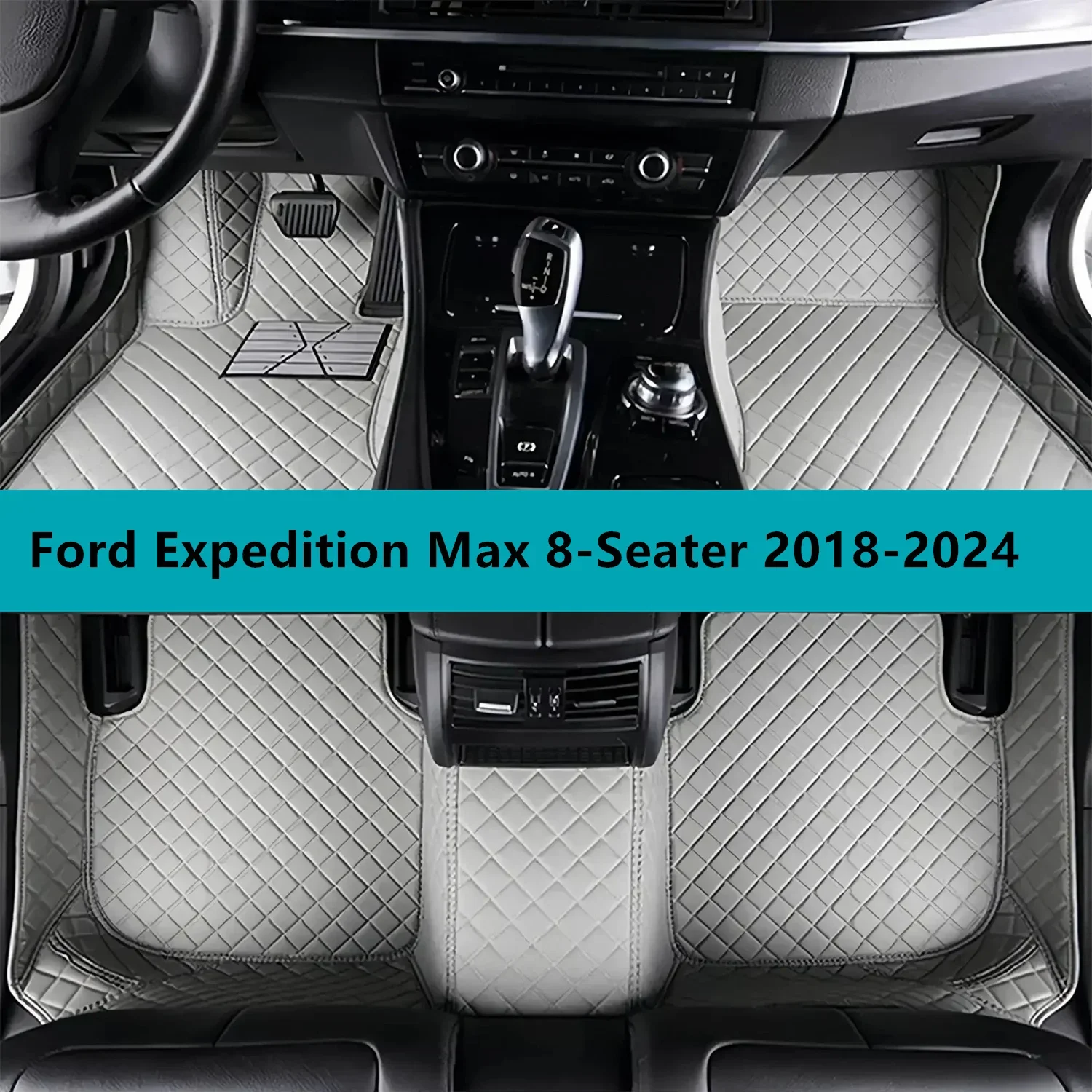 

Full Set Car Floor Mats for Ford Expedition Max 8-Seater 2018-2024 Leather Floor Mats for Cars Mats Carpets Car