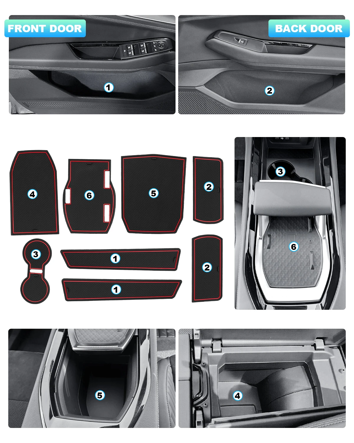 RUIYA for 2024 2025 Renault Scenic E-tech Electric Car Door Groove Mat Anti-slip Slot Pad Auto Renault Scenic 2024 Accessories