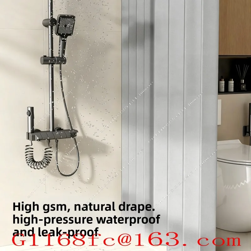 Folding Shower Curtain, Bathroom Bath Blocking Tarp High-grade Invisible Strong Sticky Bathroom Dry and Wet Separation Partition