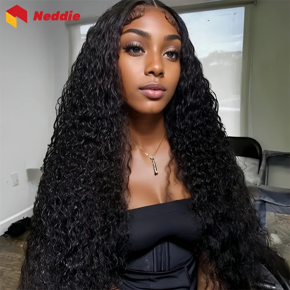 

32 Inch 200 Density 4x4 Black Cheap Deep Wave Curly Glueless Preplucked Wig 100% Human Hair Ready to Wear Wigs on Clearance Sale