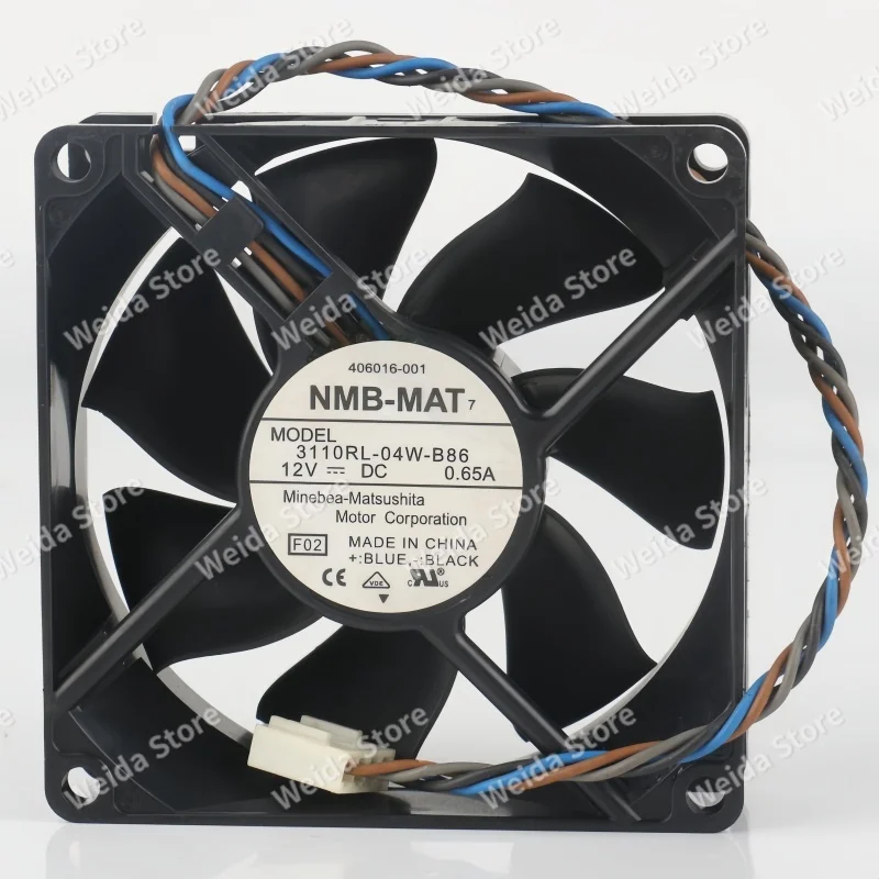 Original NMB 3110RL-04W-B86 8025 12V 0.65A 4-wire 8CM 80X80X25MM temperature-controlled cooling fan