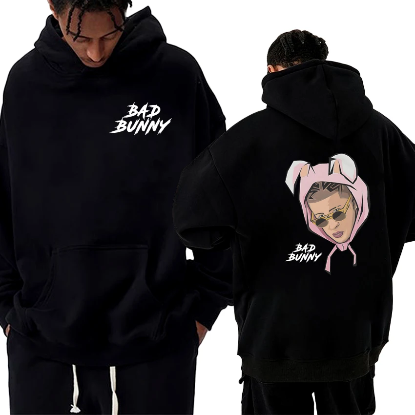 

Hot Rapper Bad Bunny Album Tour 2026 Double Sided print Winter Hoodie Unisex harajuku Trend Sweatshirt Men women Fleece pullover