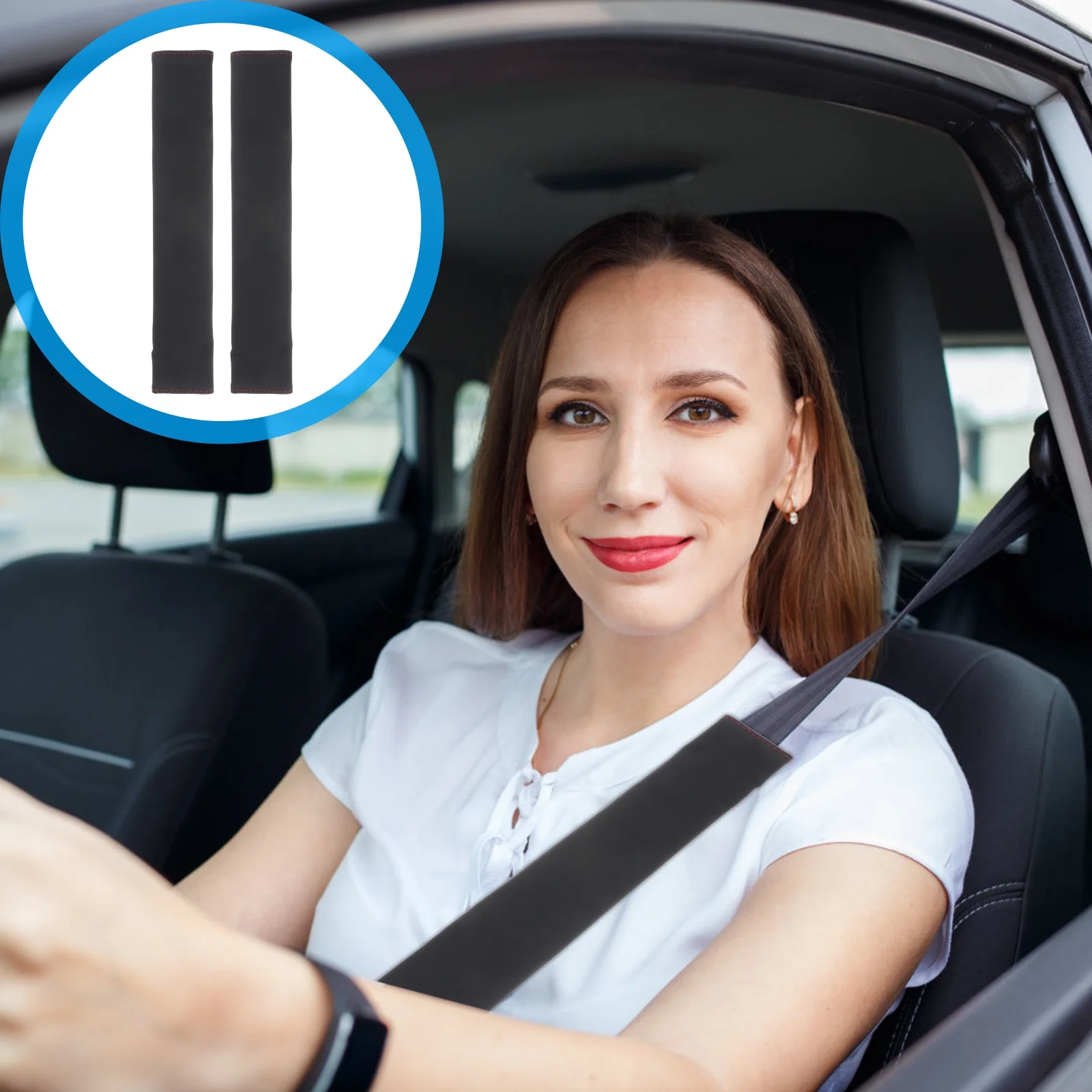 

2Pcs Pads Litchi Cover Easy to Use Hook and Loop Style Comfortable Shoulder Protection 33cm Black