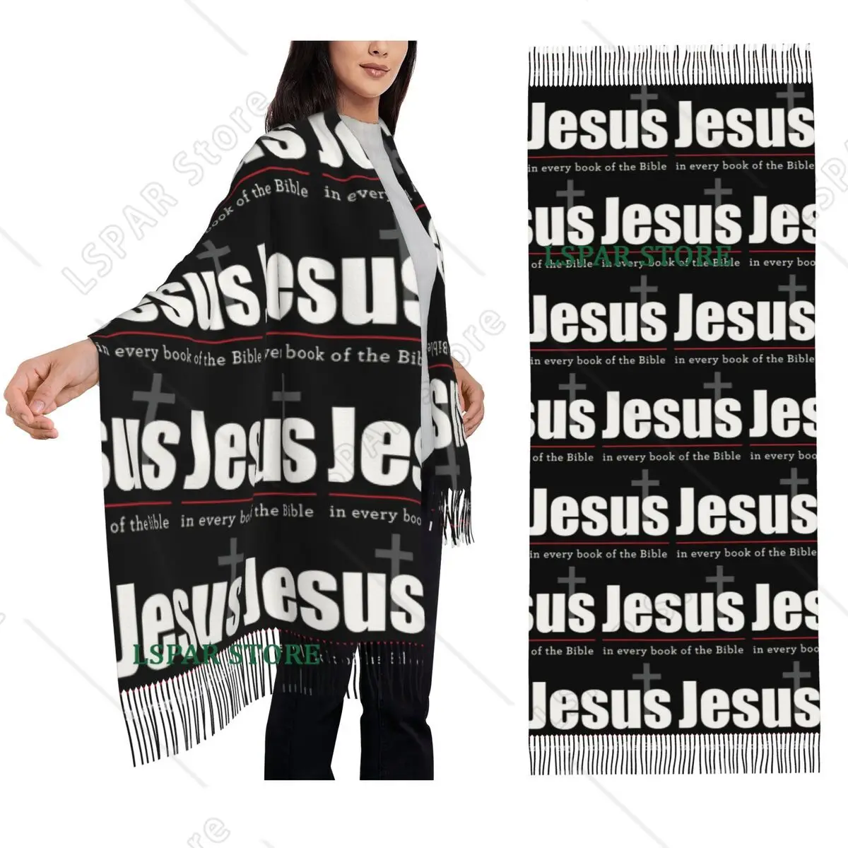 I Believe In Jesus Christ Cristianity Faith Scarf Tassel Scarves Women Warm Shawls and Wraps Long Fall Winter Shawl Wrap
