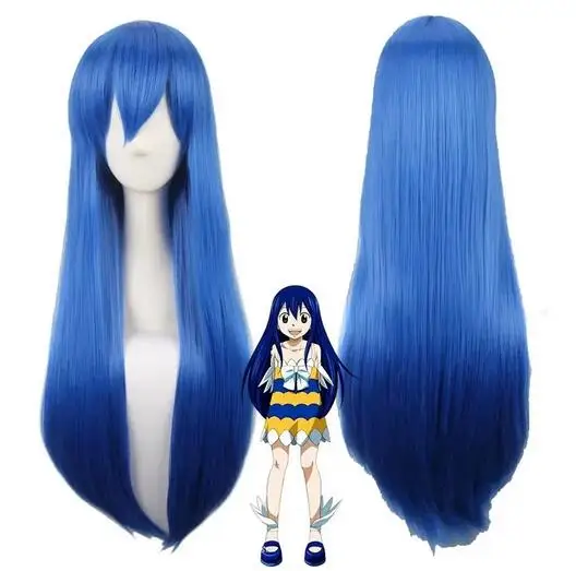 Anime Fairy Tail Women Wendy Marvell Cosplay Wig Wendy Marvell Blue Long Straight Hair Wig Costumes