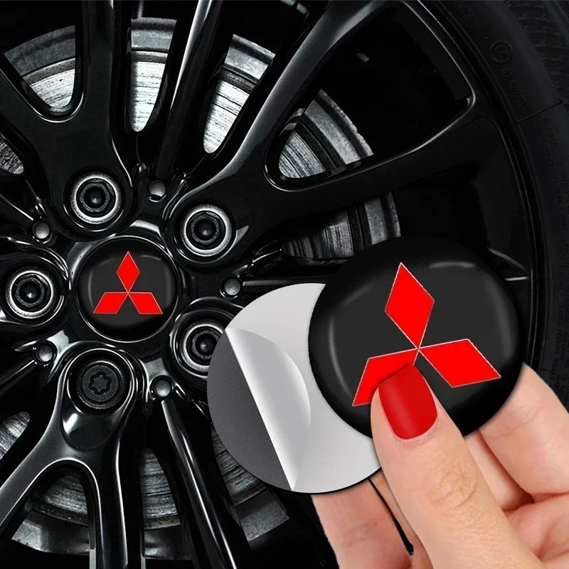 4pcs Car Emblem Wheel Center Hub Covers Sticker For Mitsubishi Lancer ASX Mirage Pajero Sport Xpander Attrage L200 Accessories