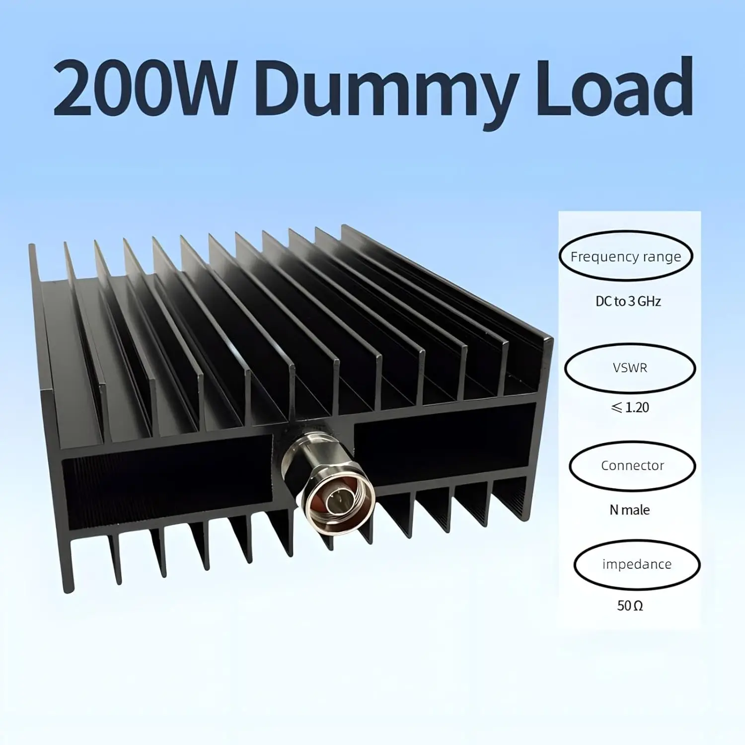 High Power 200 Watt RF Coaxial Dummy Load DC-3GHz 200W 50ohm Load Termination Connectors for Ham Radio