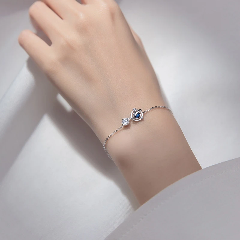 Modian Hot Sale 925 Sterling Silver Blue Crystal Planet Chain & Link Bracelets For Women Fashion Wedding Korea Style Jewelry