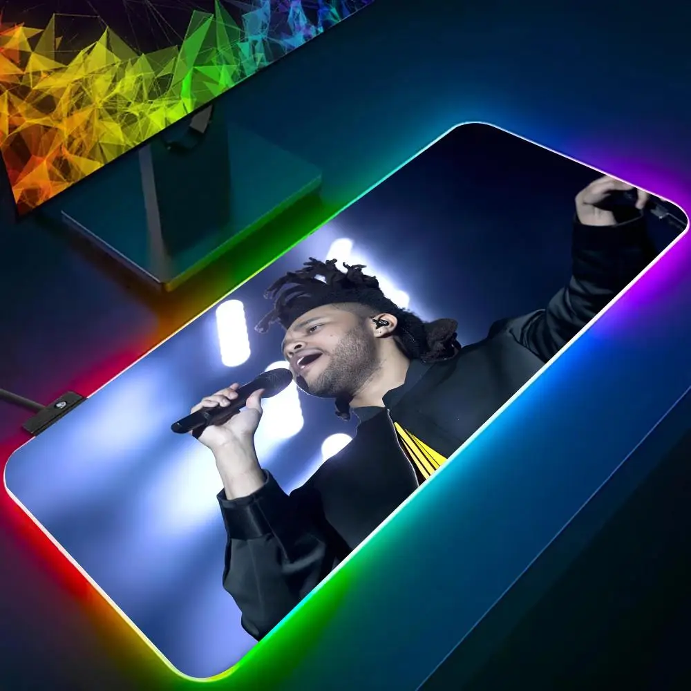 Rapper The W-Weeknd R-Retro Mouse Pad RGB Glow Personality Picture Custom PC Table Mat Carpet Mat Game Player Dedicated LED