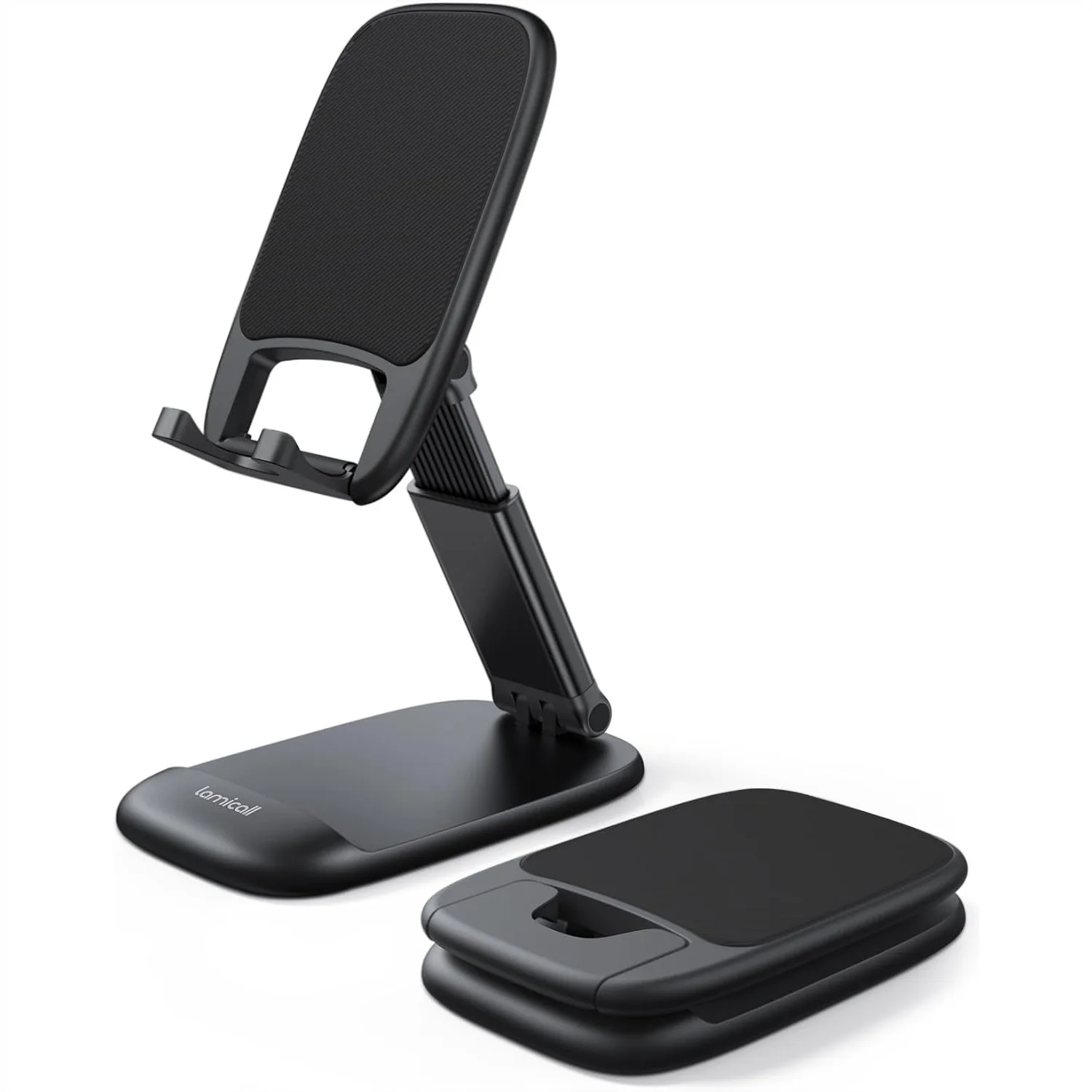 

Adjustable Cell Phone Stand For Desk Foldable Mobile Phone Holder With Weighted Metal Base Compatible With iPhone Samsung Galaxy 4-8 Inches