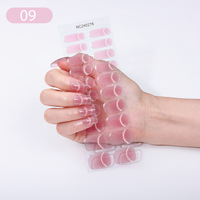 16/20 Tips Pink Gradient Cat Magnetic Semi-cured Gel Nail Sticker UV LED Needed Full Cover Nail Gel Polish Wraps Manicure Decals