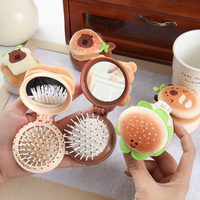Air-Cushion Comb Portable Mini Foldable 1pc Cute Food Charm Massage Teen Girls Hairbrush Anti-Static PP Plastic Travel Essential