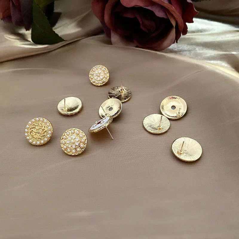 SHMIK Vintage Women Baroque Round Pearl Earrings Jewelry Exquisite Fashion Palace Style Retro Flower Ear Rings Accessories Gift
