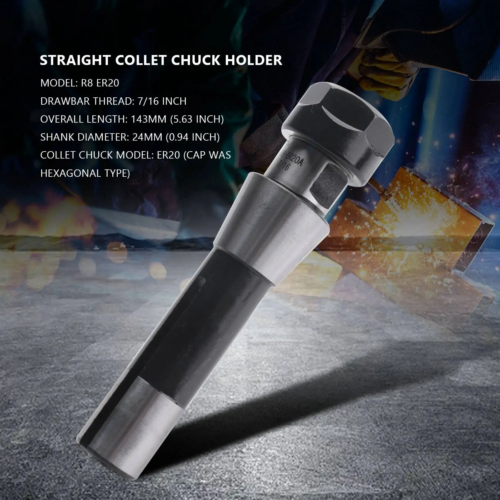 

ABBN-R8 ER20 7/16 Inch Collet Chuck Holder CNC Milling Lathe R8 Arbor Spindle Holder Tool