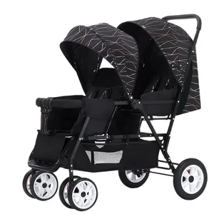 Neue vordere und hintere Sitze des Babywagens des Zwillings können zwei Personen sitzen und sich hinlegen, leichter klapperer Kinderwagen 6 Hauptverkäufe reversibler Babyauto - №5