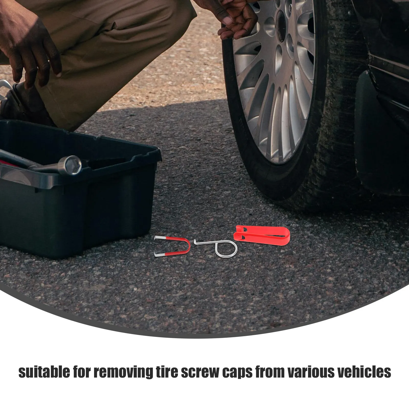 3Pcs Tire Cap Removal Hook Set Heavy Duty Metal Lug Nut Cover Puller Easy Quick Wheel Center Cap Remover for All Vehicles