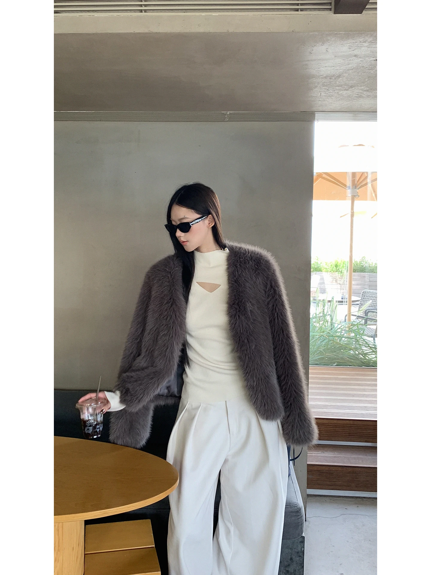 

Red Celebri Club Women's ort Cotton Jaet Autumn Winter New Sle Casual ey Fur Outerwear Warm Straight Cut Polyester