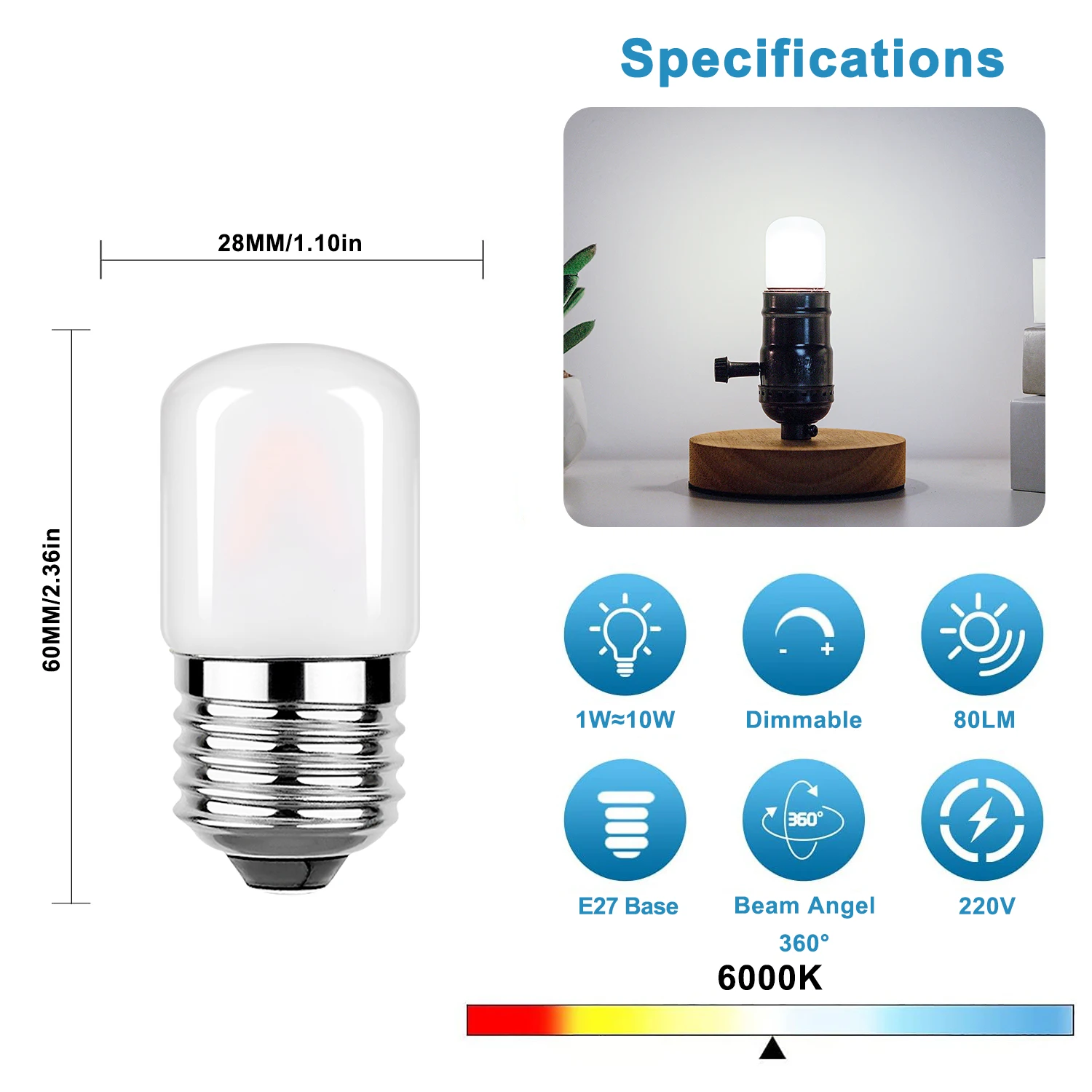 Imagem -05 - Vintage Fosco Regulável Lâmpadas Tubular Lâmpadas Led Lâmpada de Parede Pingente Lustres T28 E27 220v 1w 2700k Pcs