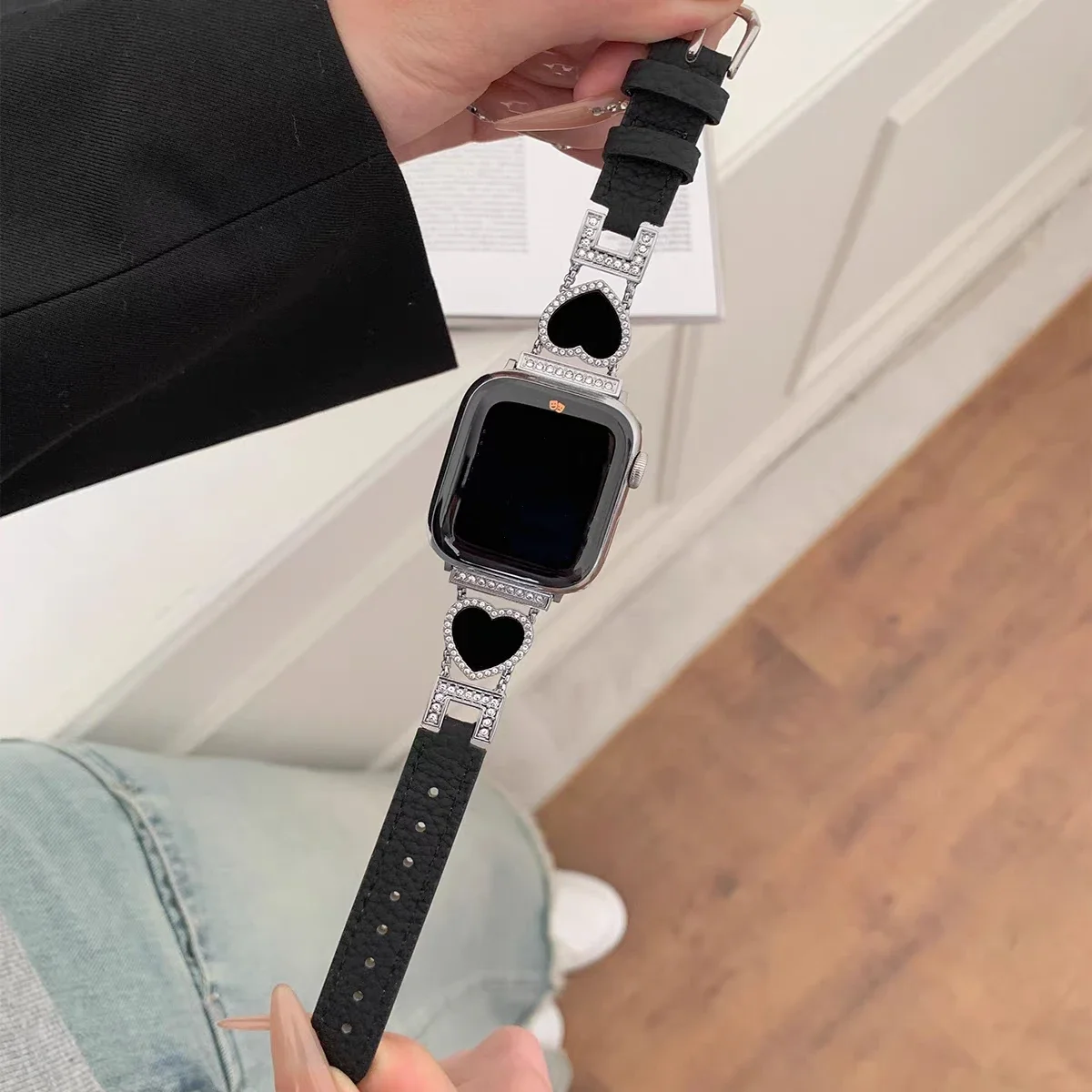 ممتاز فاخر الحب حلقة جلدية سوار ربط ل سوار ساعة يد آبل سلسلة S10/8/7/6/3/4/5/9 40 مللي متر 41 مللي متر 42 مللي متر 44 مللي متر 45 مللي متر 46 مللي متر