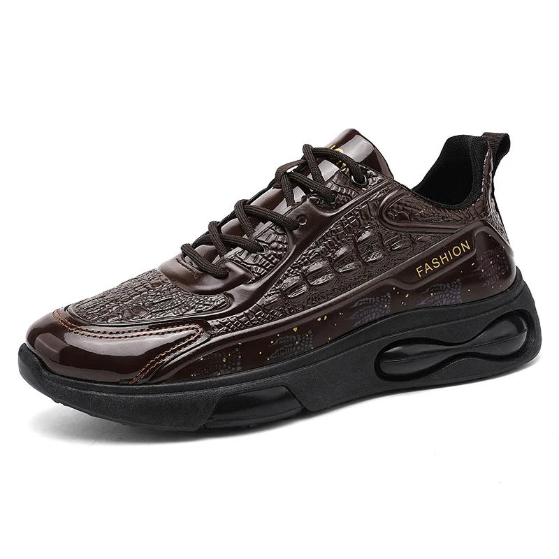 2024 Men Fashion Leather Shoes Alligator Lines Sports Shoes Autumn Cushioning Sneakers Men Trendy Casual Jogging Running Shoes