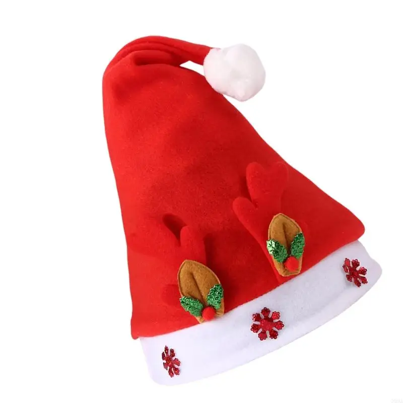 G99A Antlers chapeau Noël doux confortable Snowflake Santa Caps Adult Kids Ornement Party Decoration Supplies