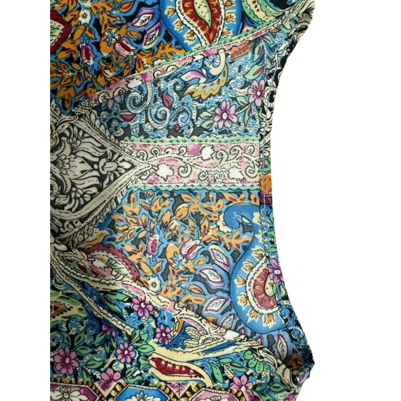 Camiseta de talla grande 1XL-5XL para mujer, blusas informales de manga larga con cuello en V y estampado bohemio de otoño