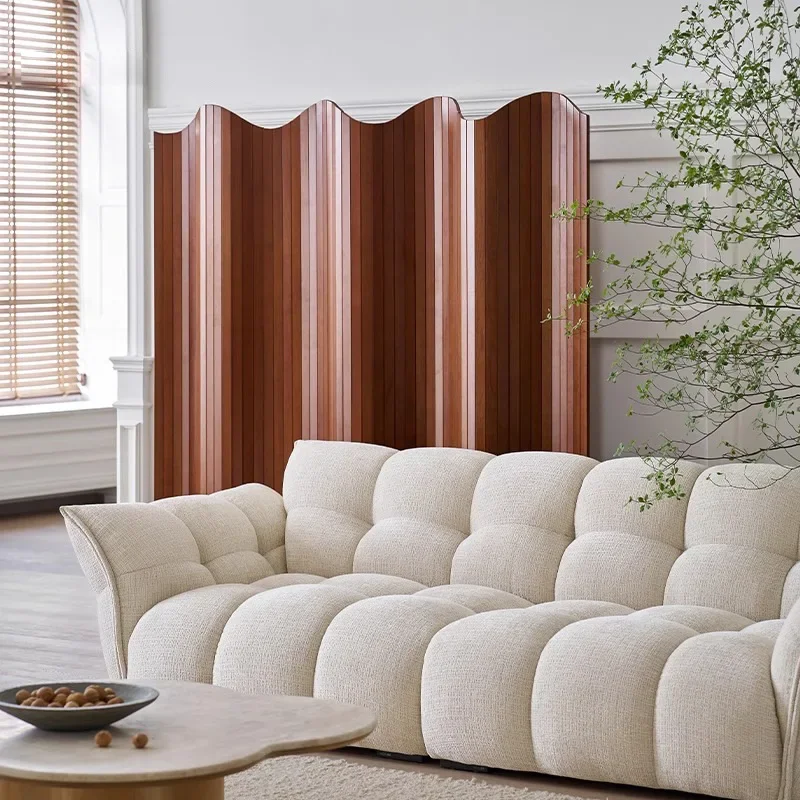 Fanke screen retro medieval solid wood living room partition screen new Chinese folding mobile screen #