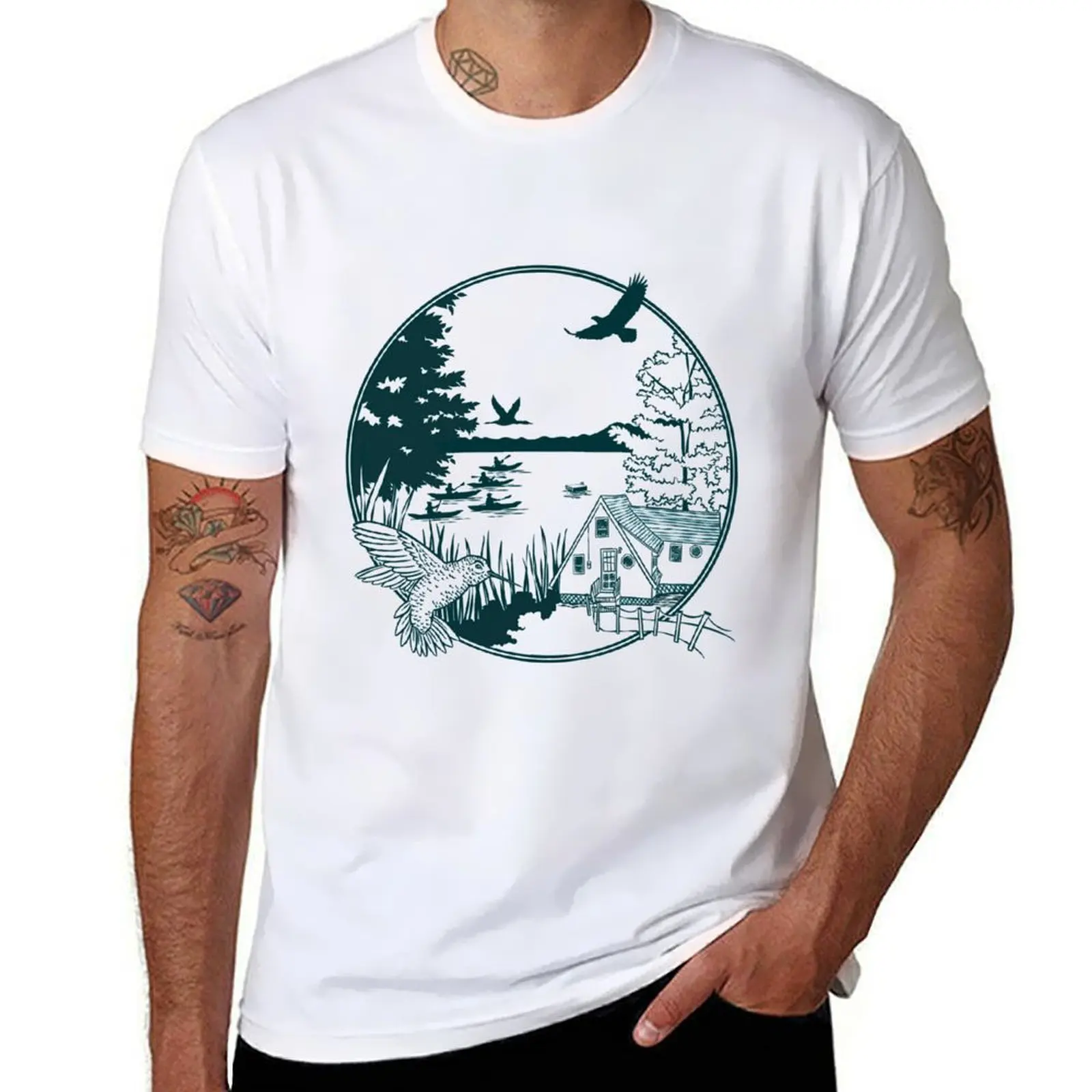

Galway Lake Single Color (Blue/Green) T-Shirt man t shirt summer man tshirt T-Shirt