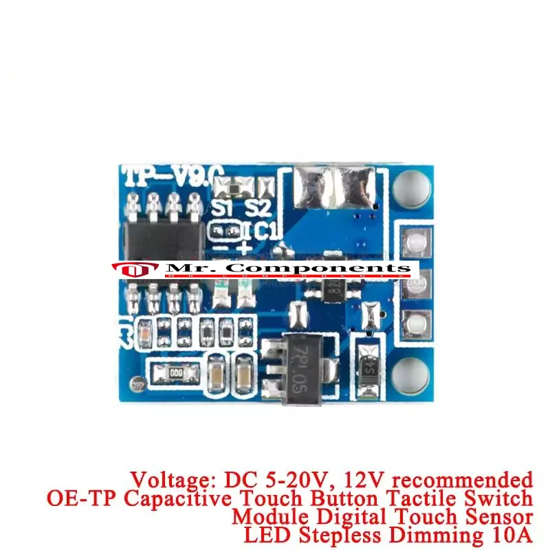 1PCS OE-TP Capacitive Touch Button Light Touch Switch Module Digital Touch Sensor LED Stepless No Pole Dimming 10A DC 5-12V New