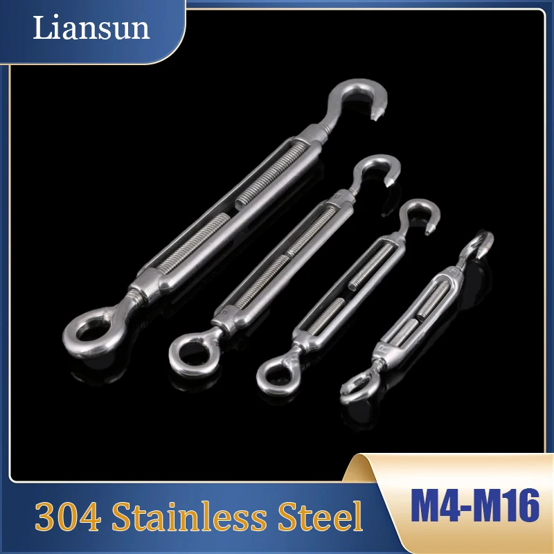 

M4-M16 304 Stainless Steel Turnbuckles - Wire Rope Tensioners for Cable Tightening, Adjustable Fasteners