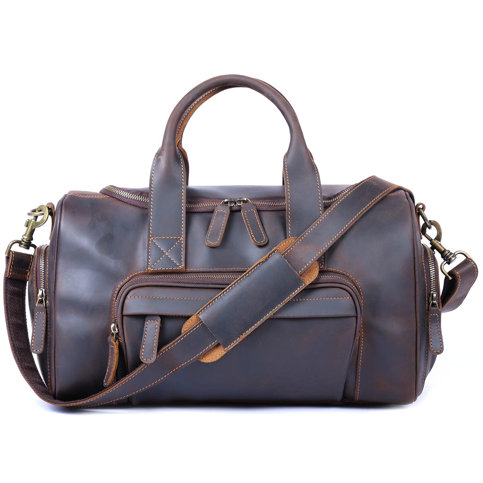 S.WORKER Vintage Echtleder-Reisetasche Crazy Horse Rindsleder-Reisetasche Herren-Weekender-Tasche Sporttasche Handgepäck – Detail 7