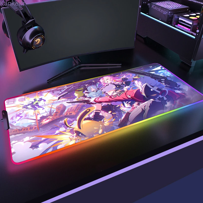 Hot Games Zenless Zone Zero RGB Mousepad Pc Gamer Keyboard Mouse Pad LED Glowing Mouse Mats Rubber Gaming Computer Xxl Mausepad