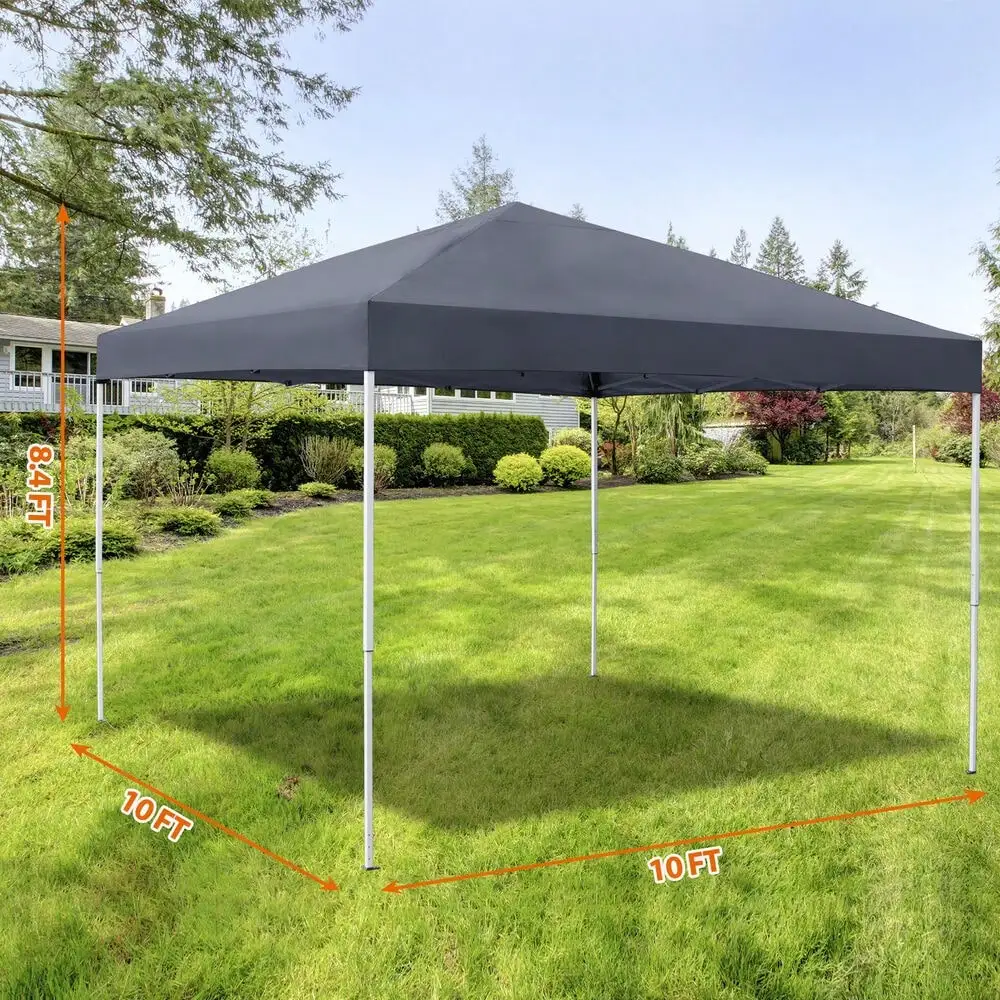 

10 x 10 FT Pop Up Canopy Tent Adjustable Straight Leg Height w/ Wheeled Bag Rope