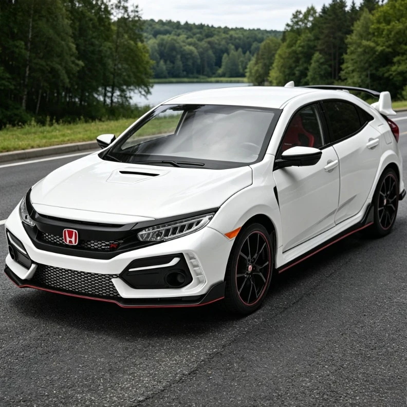 1:18 Honda Civic Type R Alloy Car Model Slide Multi-door Light Ornament Diecast Alloy Car Model Collectible Gift