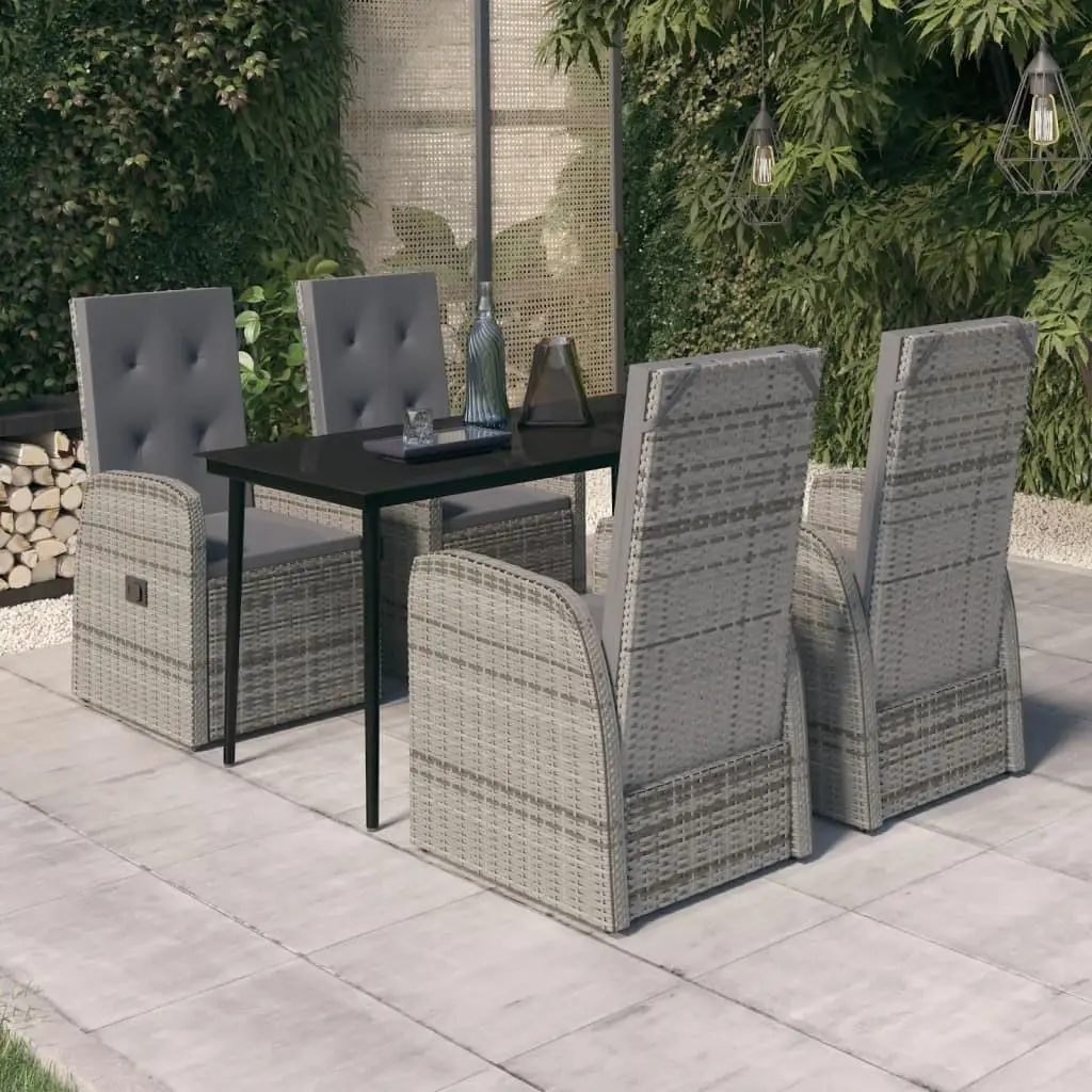 5-Piece Gray Patio Dining Set with Cushions - Outdoor Furniture for Garden & Balcony