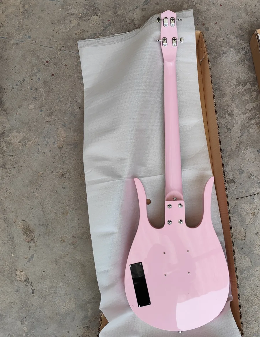 4-String  Bass Rosewood Fingerboard Mahogany body Cartoon Cute Guitars short style Pink Long Ears