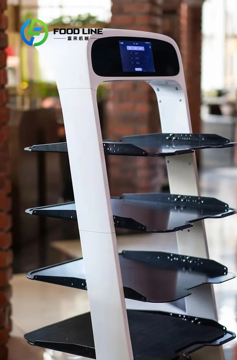 

Автономная навигационная тележка-робот, используемая для отеля, ресторана, бара, обслуживания робота-официанта, дорожка для искусственного интеллекта