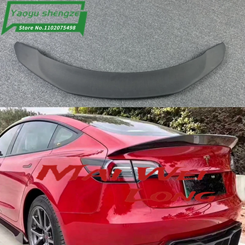 V Style Rear Spoiler Tail Lip Bar For Tesla Model 3 2017-2021 Forged Carbon Fiber RS-LKT042