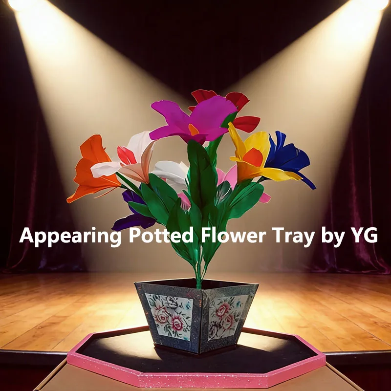 Magic Appearing Potted Flower Tray by YG Tricks Feather Flower Appearing Magia Magician Stage Illusions Gimmicks Mentalism Props