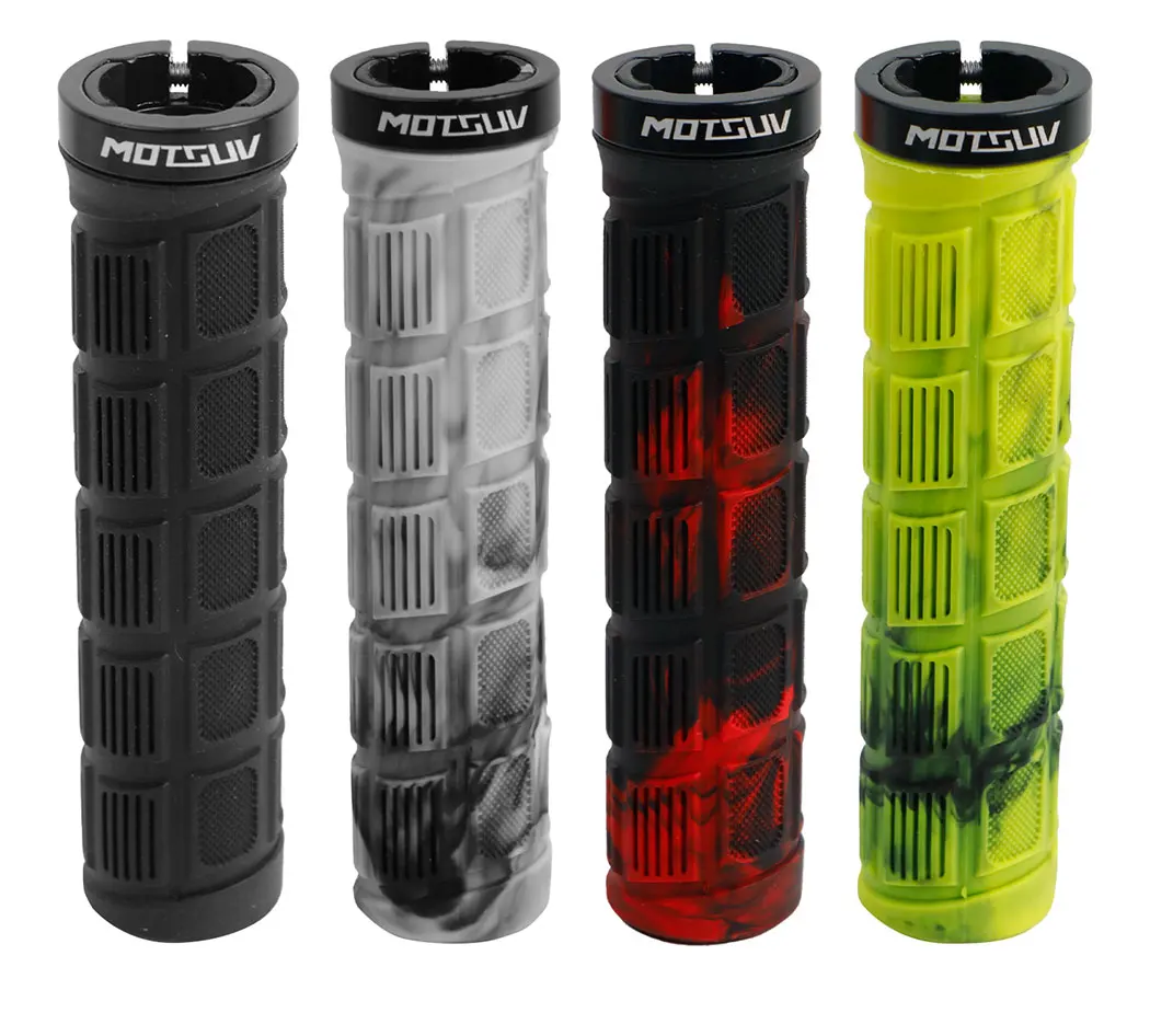 Mountainbike-Lenkergriffe, zweifarbig, Aluminiumlegierung, rutschfestes Gummi, ergonomisches Design für bequemes Radfahren auf der Straße – Detail 2