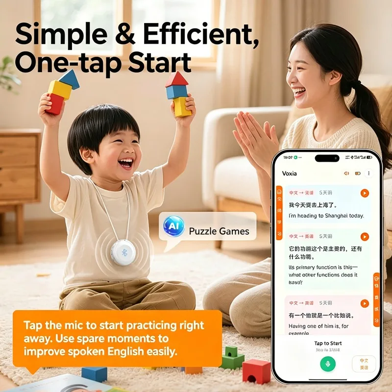 AI Translation Device 165 Language Real-time Translation AI Oral Practice Machine Intelligent Wearable Translator Learning Tool