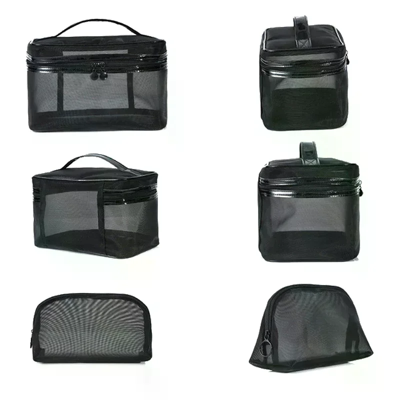 Portable Mesh Transparent Cosmetic Bag Makeup Case Women Travel Zipper Make Up Organizer Wash Toiletry Beauty Storage Bag Pouch