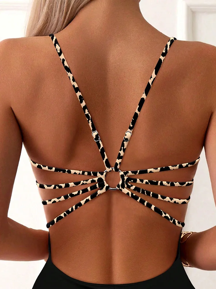 Sexy Leopard Swimwear 2026 Women's Swimsuit One Piece Bathing Suit Woman Brazilian Bandeau Bodysuit Female Beach Wear Monokini view 6
