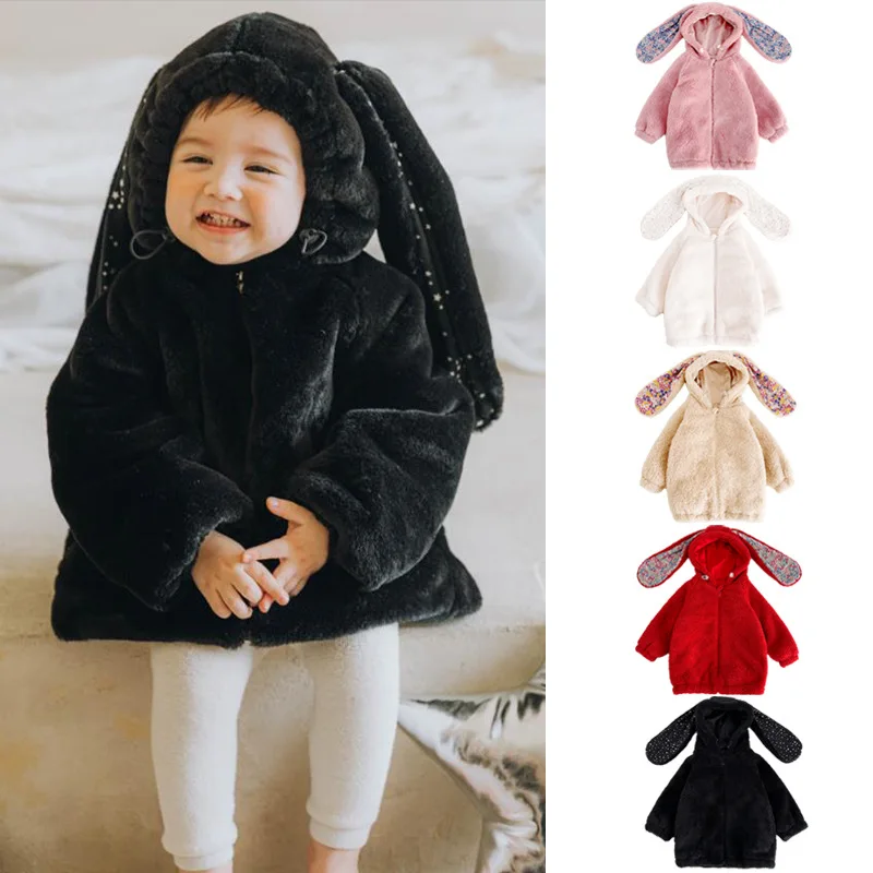 

Jenny&Dave Children's Warm Big Ear Coat 2023 Autumn and Winter New Boys and Girls' Arctic Velvet Thickened Hooded Top Coat for C