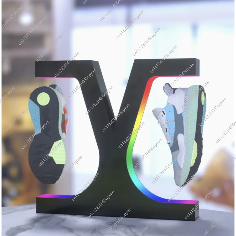 Magnetic Levitating Sneaker Display Rack, 360° Rotating Shoe Stand with LED Colorful Lights Remote Controlled
