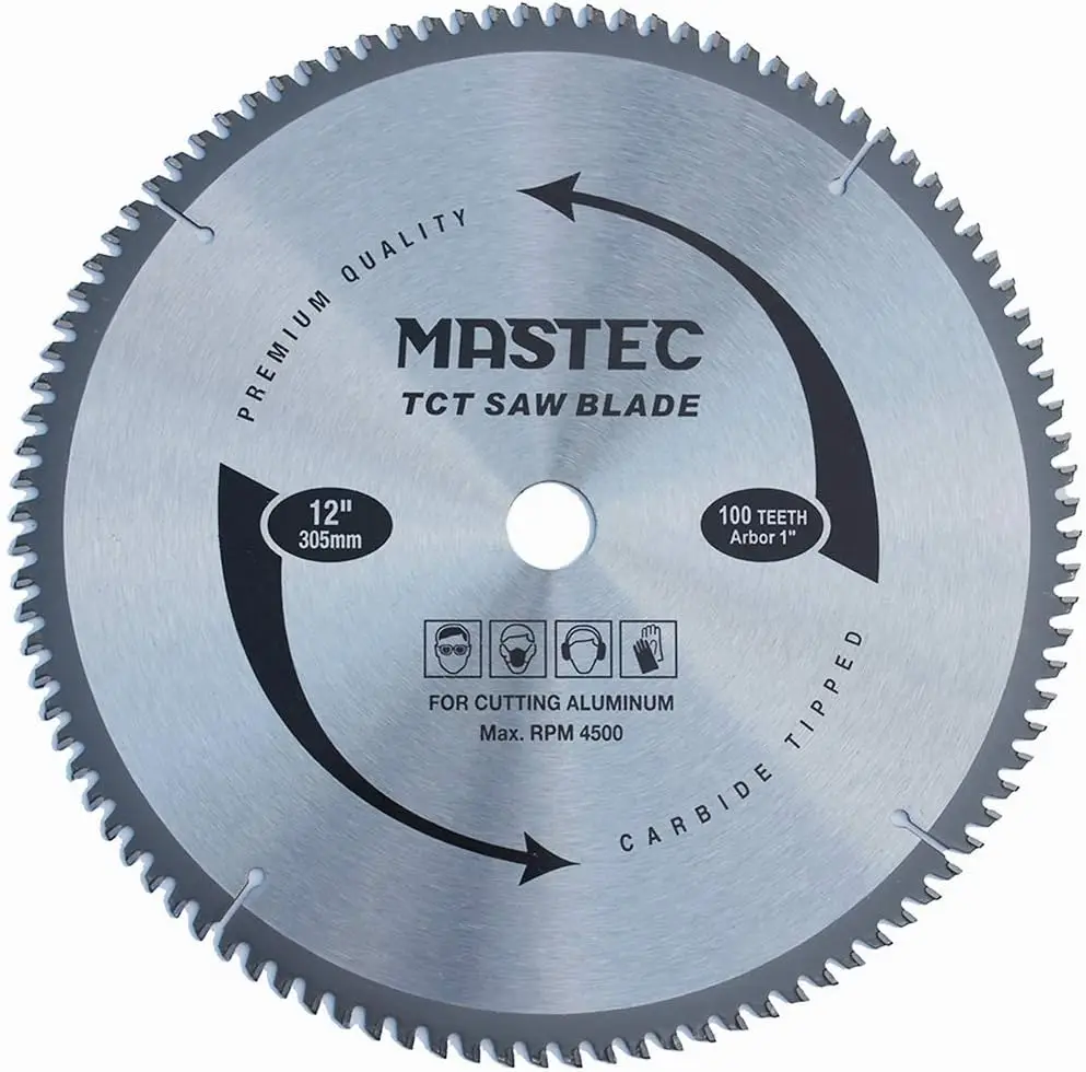 

12-дюймовый пильный диск TCG с 100 зубьями для резки алюминия и цветных металлов с отверстием под палец 1 дюйм